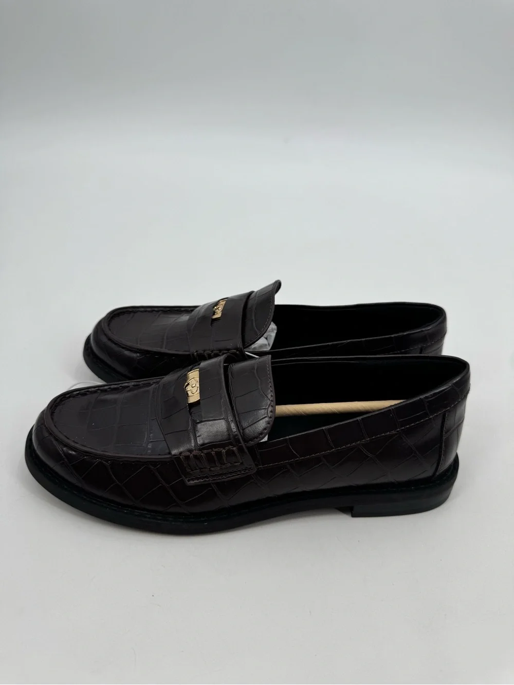 A New Day Phyllis Brown Croc Embossed Penny Loafers Women’s 6.5 Academia Preppy